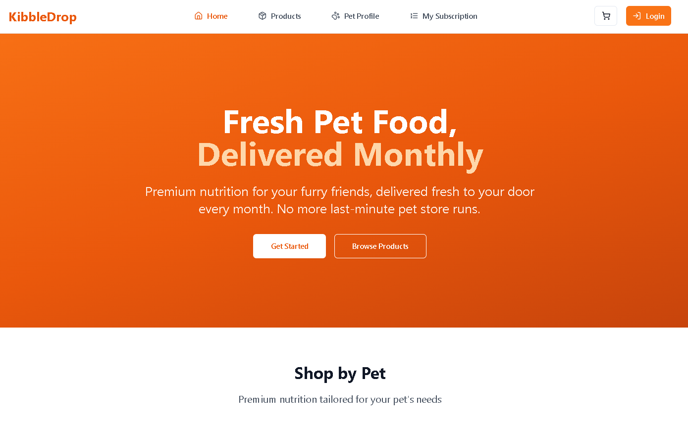 KibbleDrop - Pet Food Subscription Platform